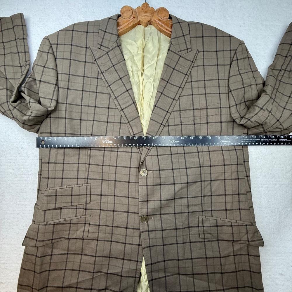 Sergio Valentino Mens Blazer 48R Brown Plaid Super 150s Wool Italy‎